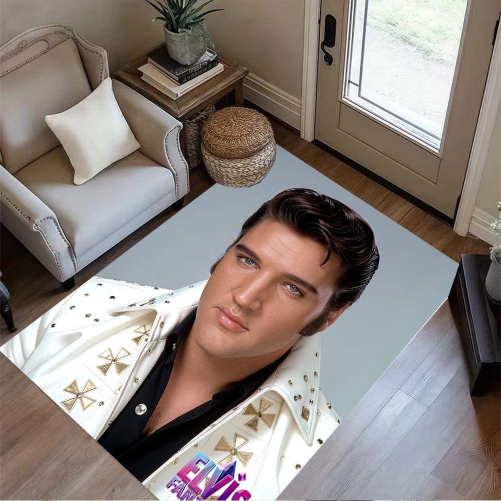 Elvis Presley Legende Bodenmatte Design für Eingangsbereich Esszimmer Spielzimmer Arbeitszimmer Rutschfeste Teppich Büro Heimdekoration Spirituelles Geschenk