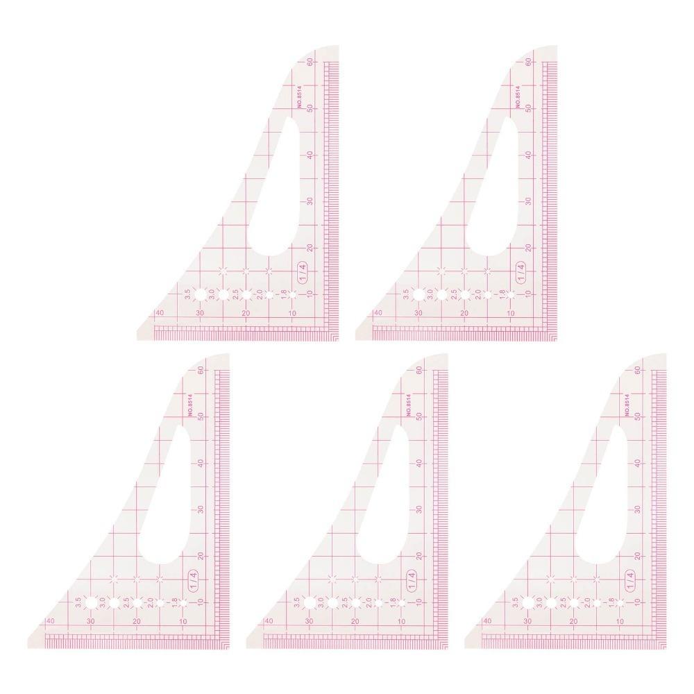 5pcs Transparent Triangular Curve Rulers Plastic Transparent Sewing Ruler For Tailors