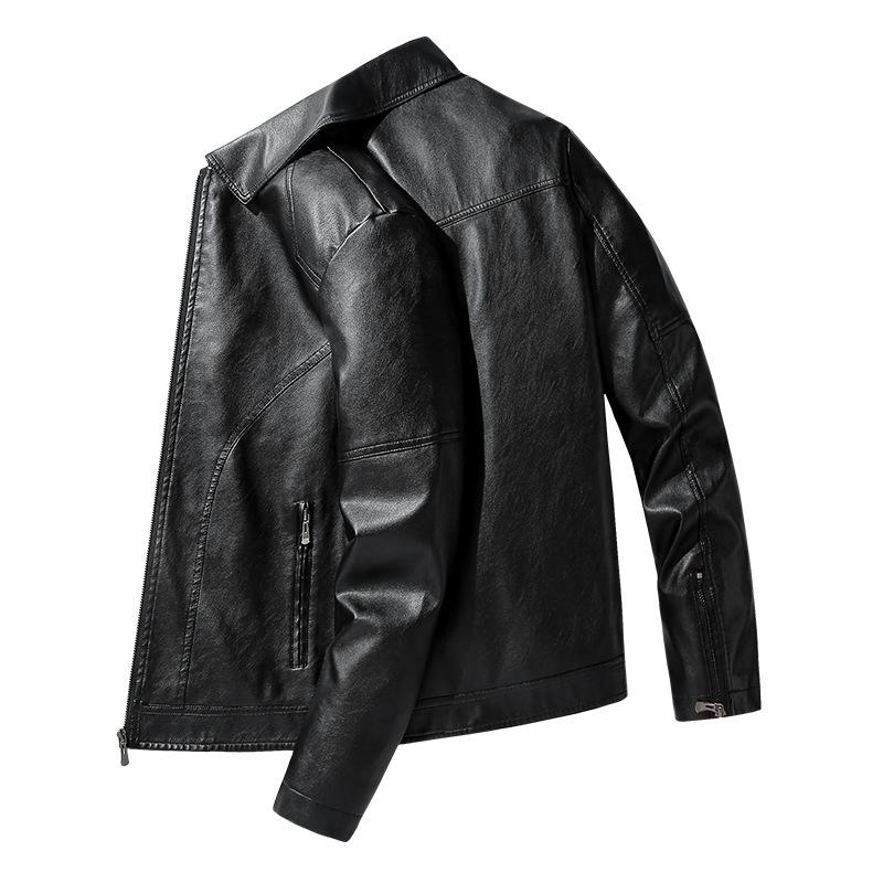 Herren Lederjacke Revers Motorradjacke Leder Herren Locker Einweg Jugend Herrenbekleidung