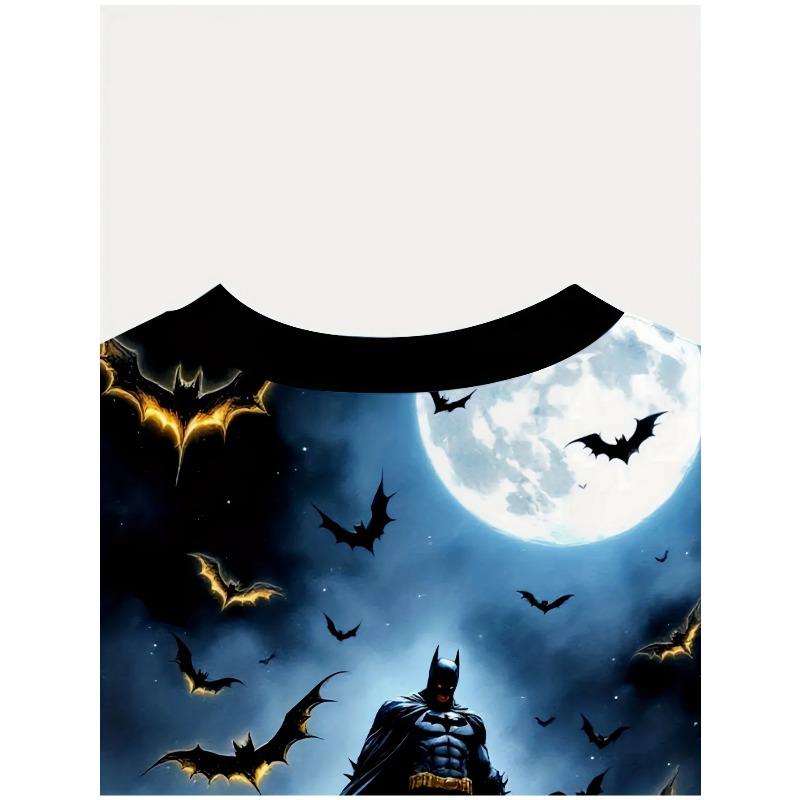 Men's Batman Graphic T-Shirt Short Sleeve Summer Tee with Bat Signal Bats Print Superhero T Shirt