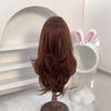 Synthetic Brown Wig Women Wig for Cosplay High-Layered Wavy Hair Wig with Hair Bangs 26inch Long Wig for Women Daily Party Use