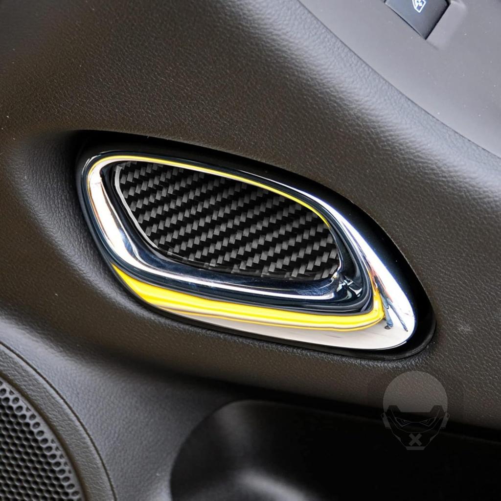 Real Soft Black Carbon Fiber Car Inner Door Handle Bowl Panel Door Bowl Collision Protector Cover Trim Sticker Compatible with Chevrolet Camaro