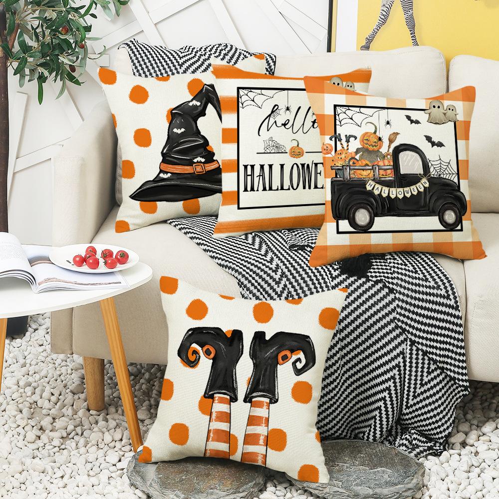 New Halloween Letter Print Pillow Case Sofa Cushion Bedroom Bedside Backrest Nap Pillow Case