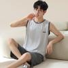 Men's Modal Sleeveless Summer Vest and Cooling Pajama Set – Simple, Loose, for Indoor or Outdoor Use