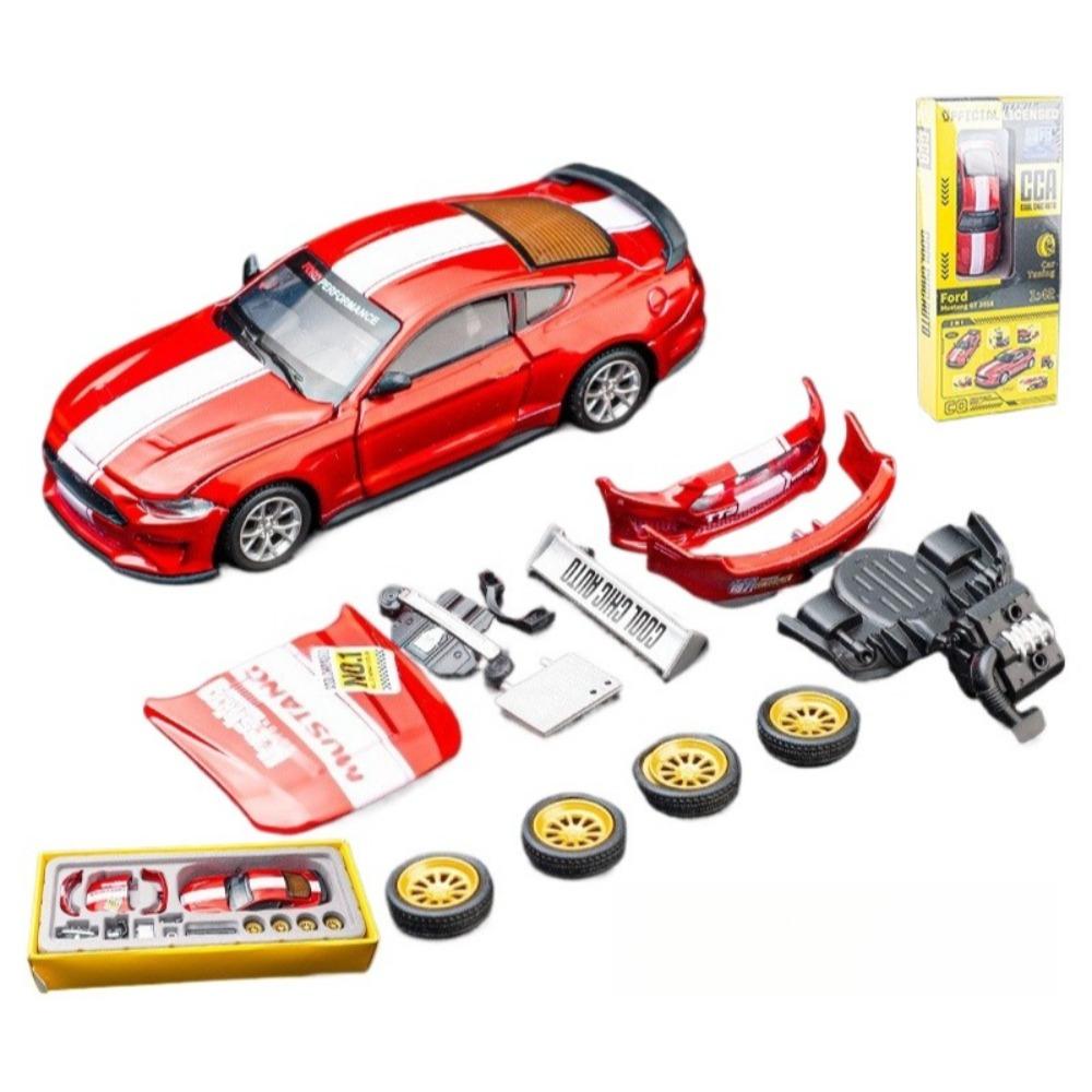 1/42 Ford Mustang GT Racing Toy Car CCA Assembly Model Kit Diecast Alloy Miniature Free Wheels Collection Gift for Boys Children
