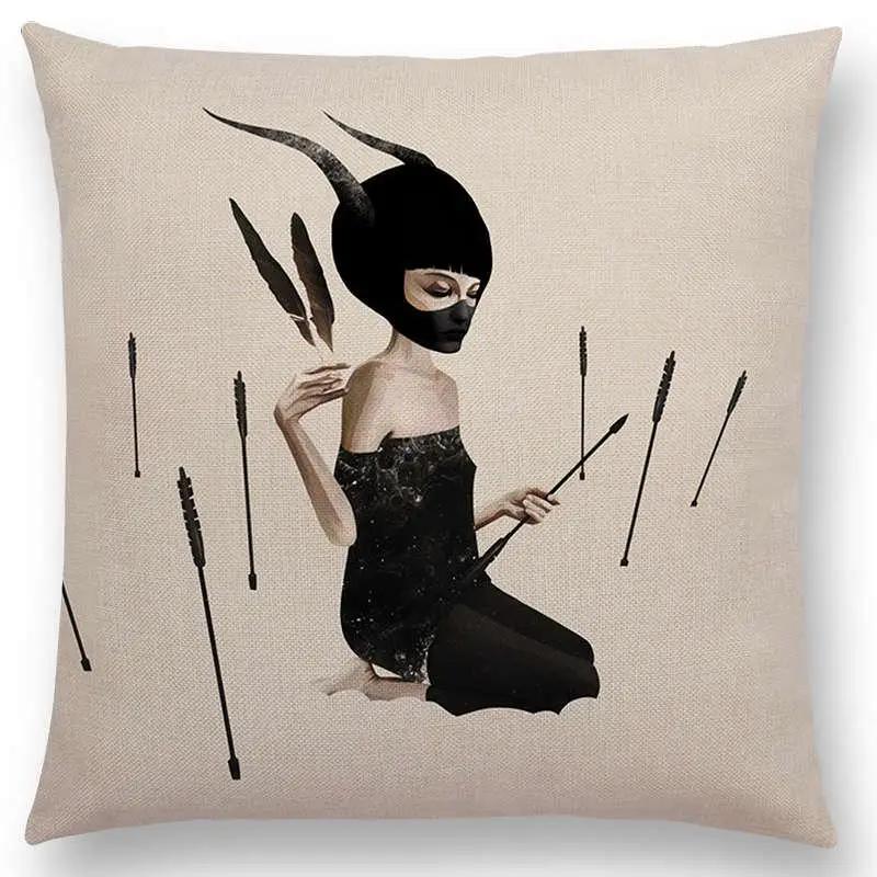 New Black White Style Wonder GirlSofa Pillow Case Elegant Lady Miracle Beauty Portrait Noble Mind Gorgeous Ideas Cushion Cover