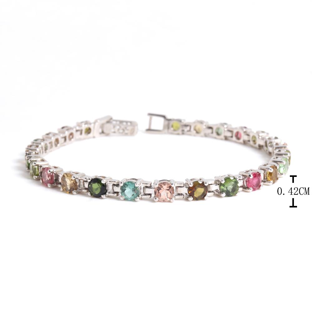 Gorgeous light luxury design Multi-colored natural Tourmaline Gems Bracelet 925 Silver jewelry for women Wedding & banquet gifts