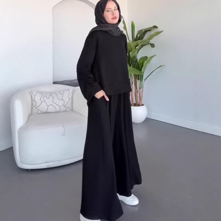 2025 Autumn Sporty Casual Women's Two-Piece: Long Sleeve Top & Loose Pants