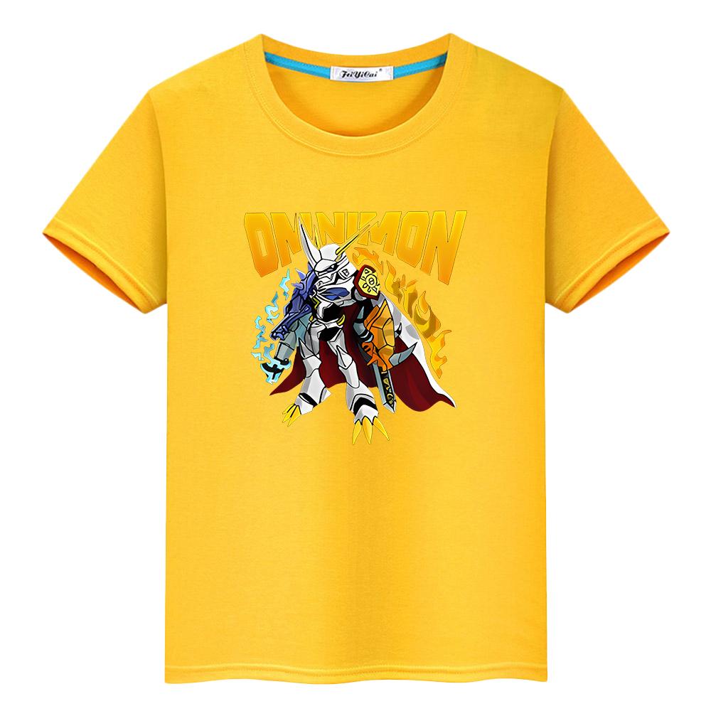 

Kawaii Tops Digimon Print T Shirt for Kids Y2k Cartoon Anime Short Sleeve Tshirt Girls Boy Cotton Clothes 160 жовтий