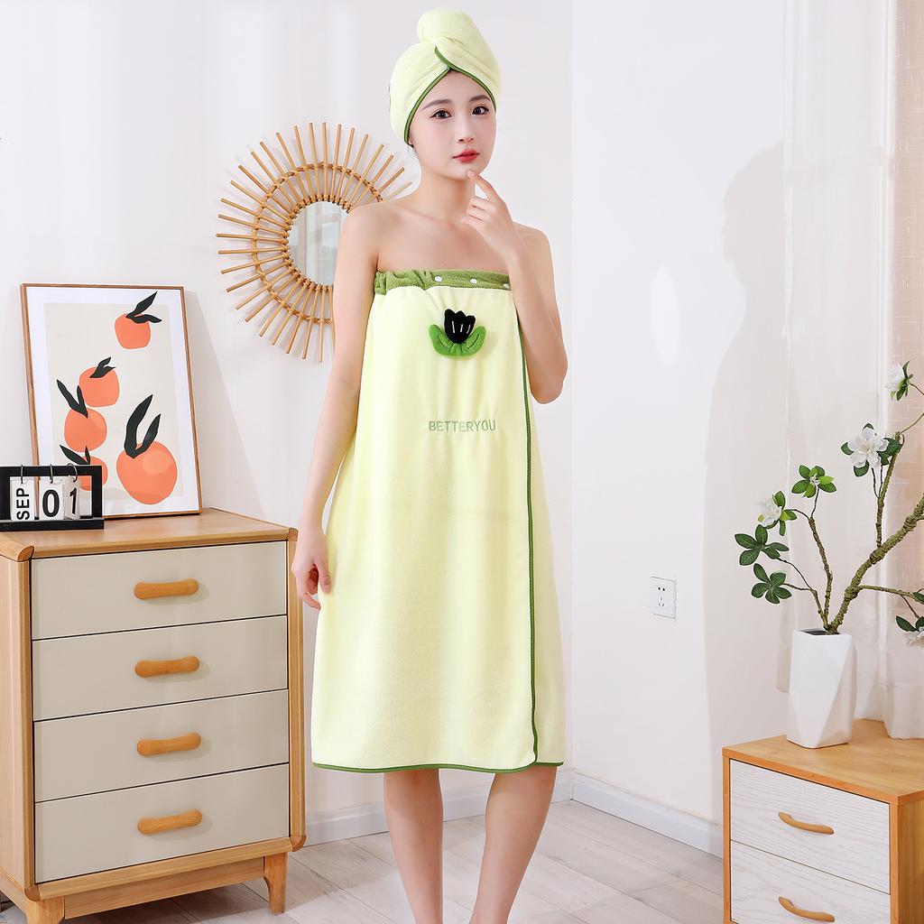 Korallvlies Damen Tragbares Badetuch Niedliches Wasserabsorbierendes Weiches Wickeltuch Heimrock