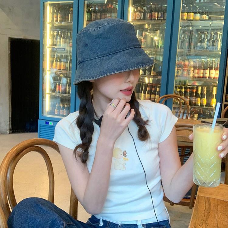 Old Denim Fisherman Hat Spring and Summer Thin Sun Protection Basin Hat Versatile Bucket Hat Women Autumn