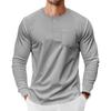 Mens Long Sleeve Henley Shirt Loose Fit Pocket Tee For Spring Autumn