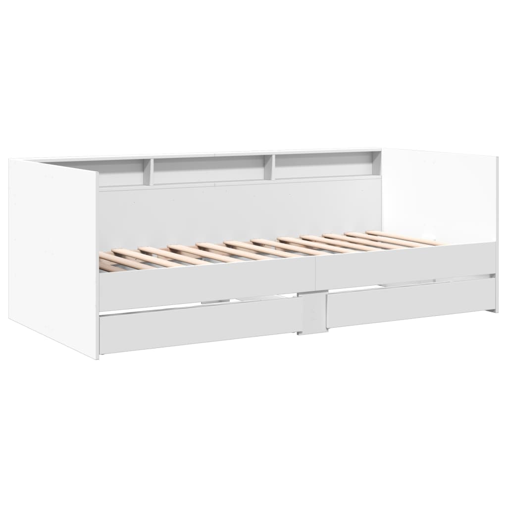 Daybed with Drawers (Without Mattress) White 90 x 200 cm