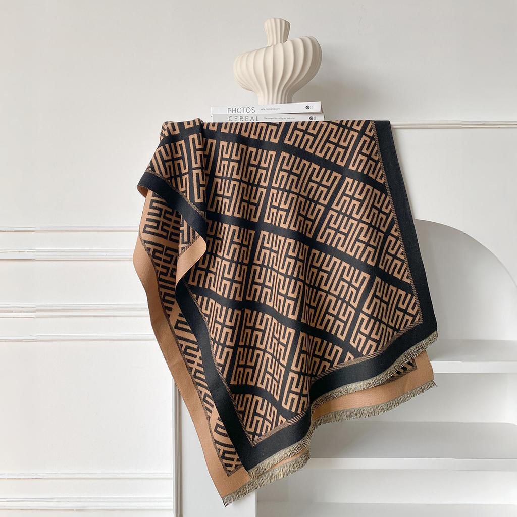 Letter Pashmina Shawl Warm Cashmere Scarf for Women Luxury Winter Thick Blanket Bufanda Female Wrap Bandana Echarpe Poncho