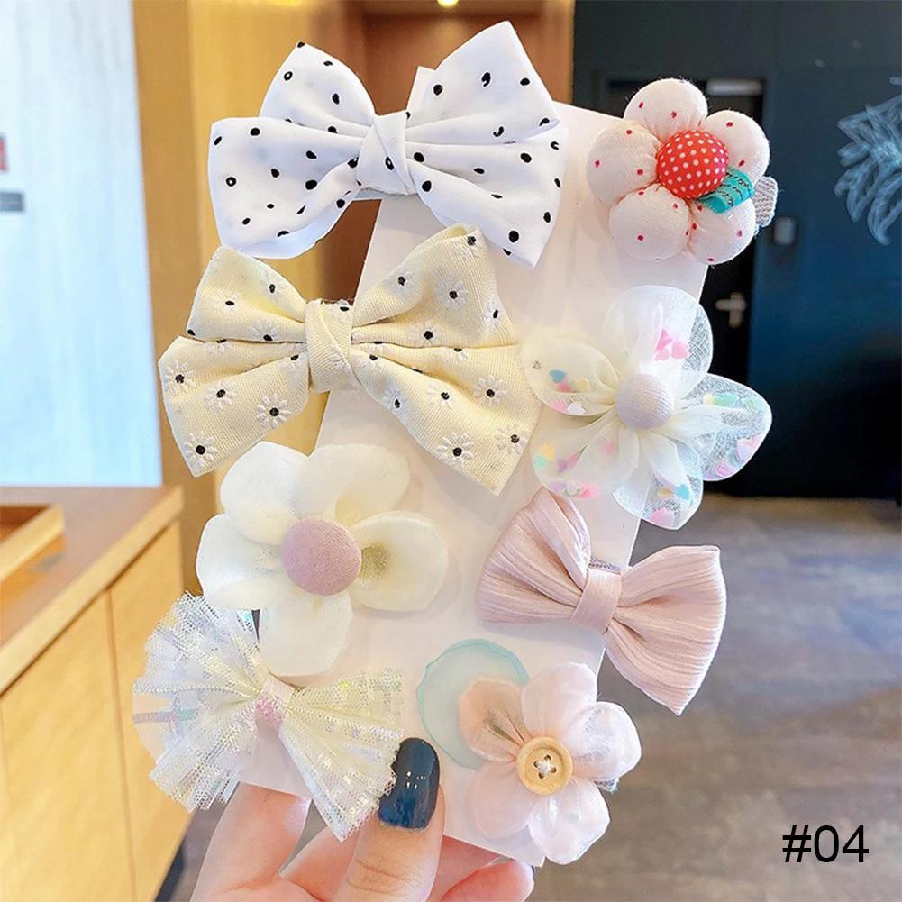 8Pcs/Set Sweet Big Bow Flower Elastic Hairbands Children Girls Hair Ties Fashion Headbands Hair Accessories Rubber Band For Kid
