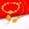 Gold Color Jewelry Sets For Women Multi Flowers Finger Ring Bracelet Necklace S Set Wedding Jewellery Accessories Bijoux Gift