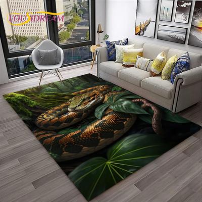 Gothic Serpent Viper 3D Python Snake Carpet Tapete para casa Sala de estar Quarto Sofá Capacho Decoração, tapete de área infantil Tapete antiderrapante