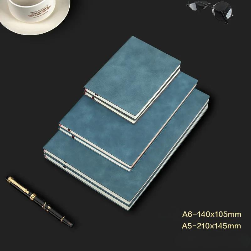College Notebooks Soft Leather Student Diary Thicked Office Record Notepad 80sheets Write Paper Memo Pad A5/A6 Planner Journal