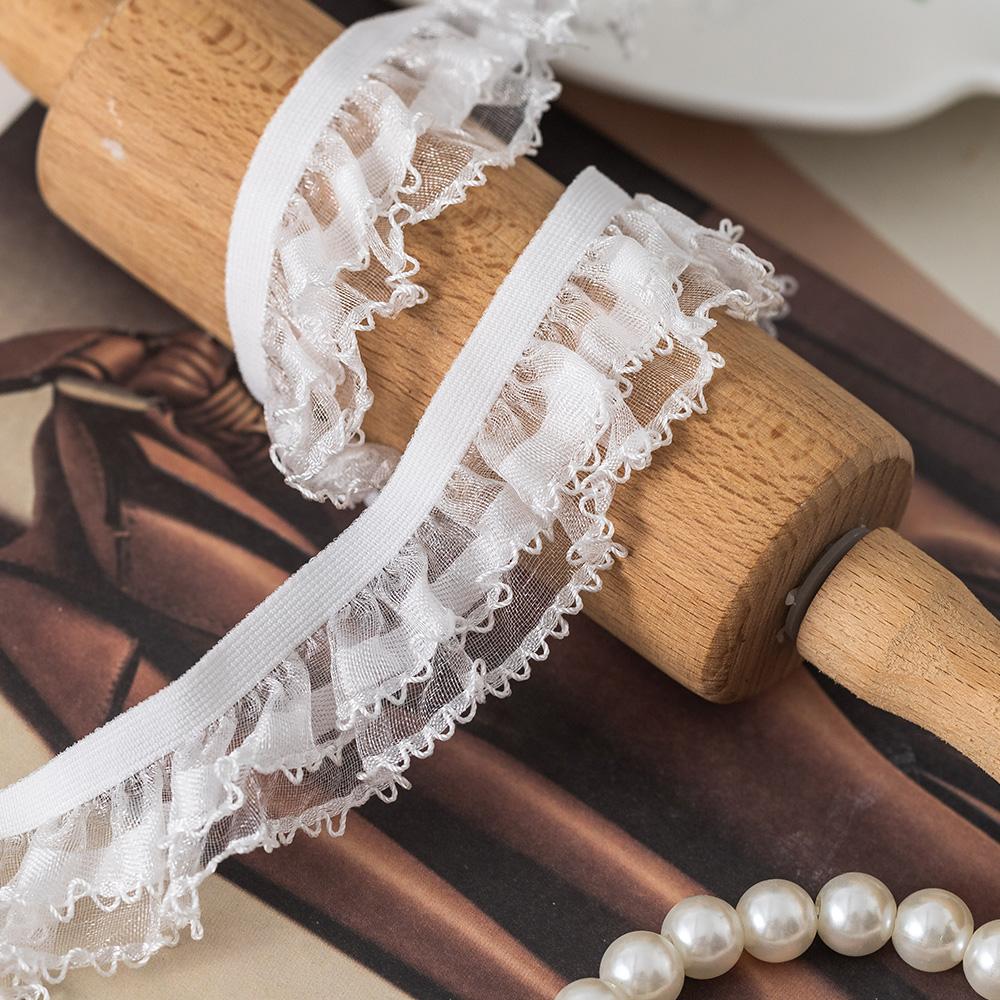 2.5cm Wide 2 Layers Elastic Stretchy Lace Ribbon Fabric DIY Crafts Embroidered Lace Trim Sewing Accessories For Dress Lingerie