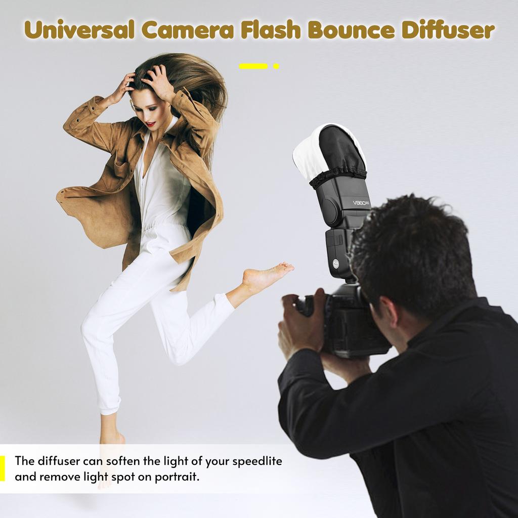 Universal Camera Flash Bounce Diffuser Speedlite Softbox Replacement for Canon Nikon Sony Godox Yongnuo on Camera Flash