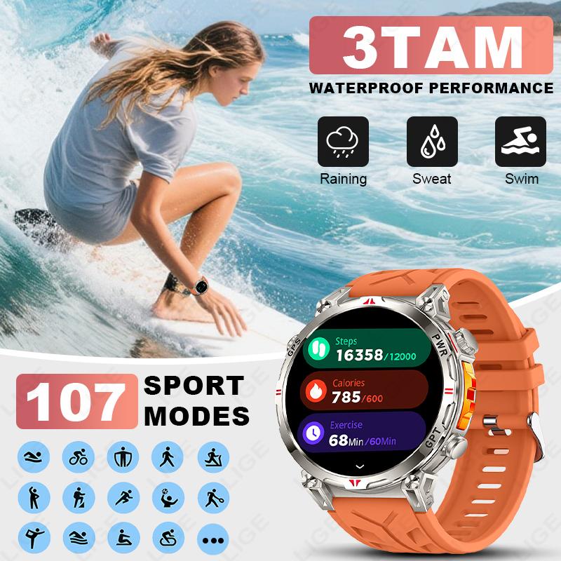 Built-in GPS Smart Watch BT Call Smartwatch 3ATM Waterproof Outdoor Compass Smart Fitness Sport Tracking Men Watches 530mAh