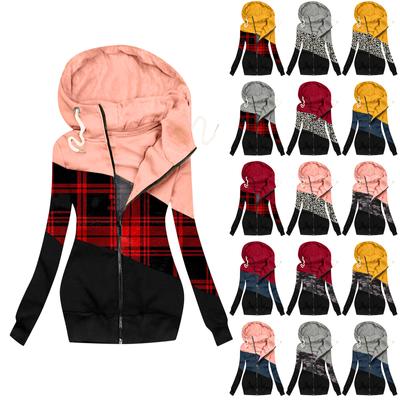 Γυναικείο παλτό με κουκούλα με φερμουάρ, ασορτί με μακριά μανίκια