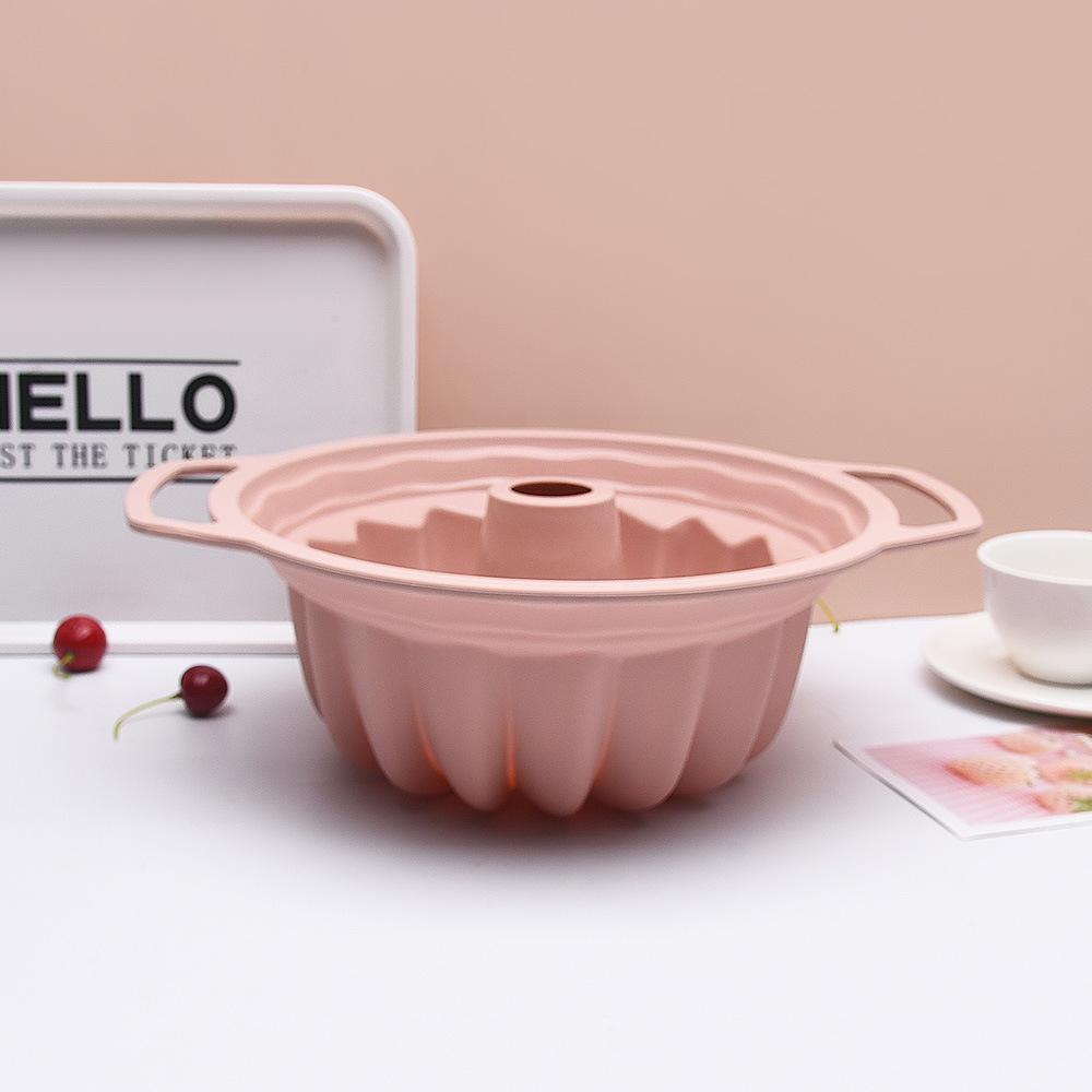 Round Savarin Silicone Cake Mold Binaear Hand Pull High Temperature Resistant Steel Ring Cake Silicone Mold