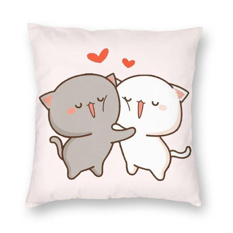 45x45cm Cartoon Cute Peach Blossom Cat Series Pillowcase Living Room Sofa Office Seat Soft Cushion Cover Home Decoration