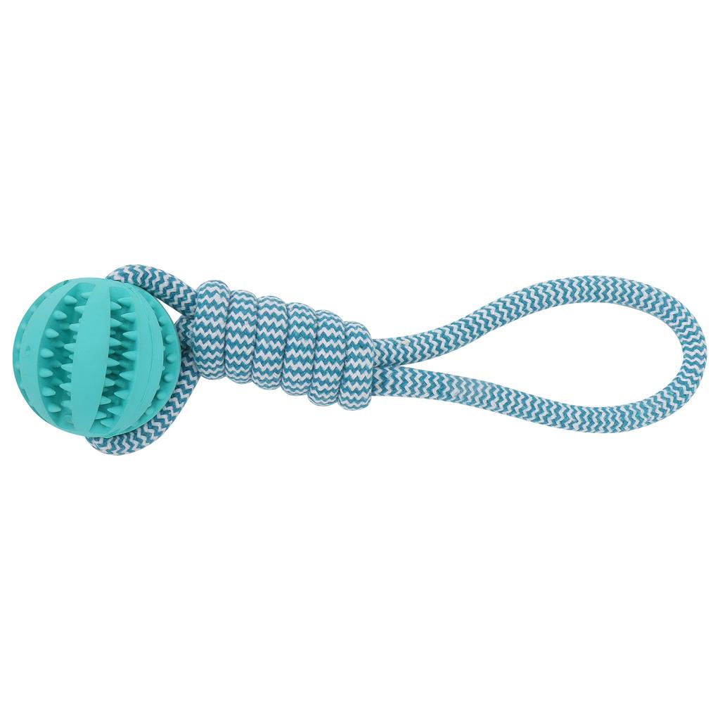 Cotton Rope Outdoor Ball Dog Leakage Clean Teething Rubber Chewing Toys Pet SupplyBlue