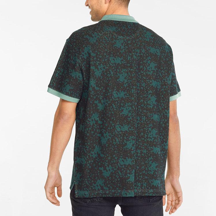 Puma Butter Goods Collaboration Graphic Print Short Sleeve Polo Shirt Men Tops Green 534059-50