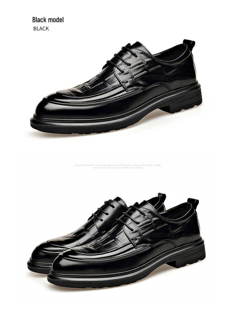 Men's Formal Genuine Leather Derby Shoes - Cowhide, Breathable, Casual, British Style, Wedding Groom Shoes