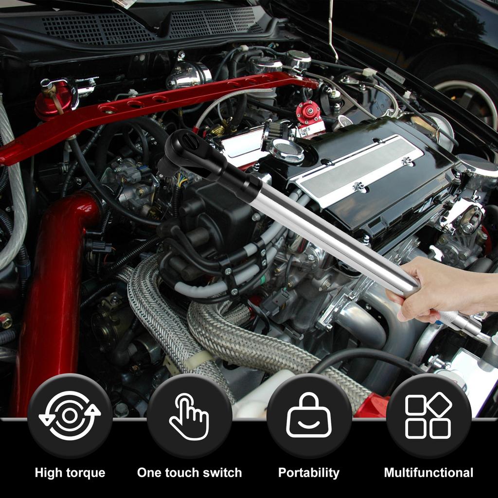 3in1 Wrench Extend Rod Heavy Duty Ratchet Extension Multi-functional Wrench Extender Portable for Tight Space Automobile Repair