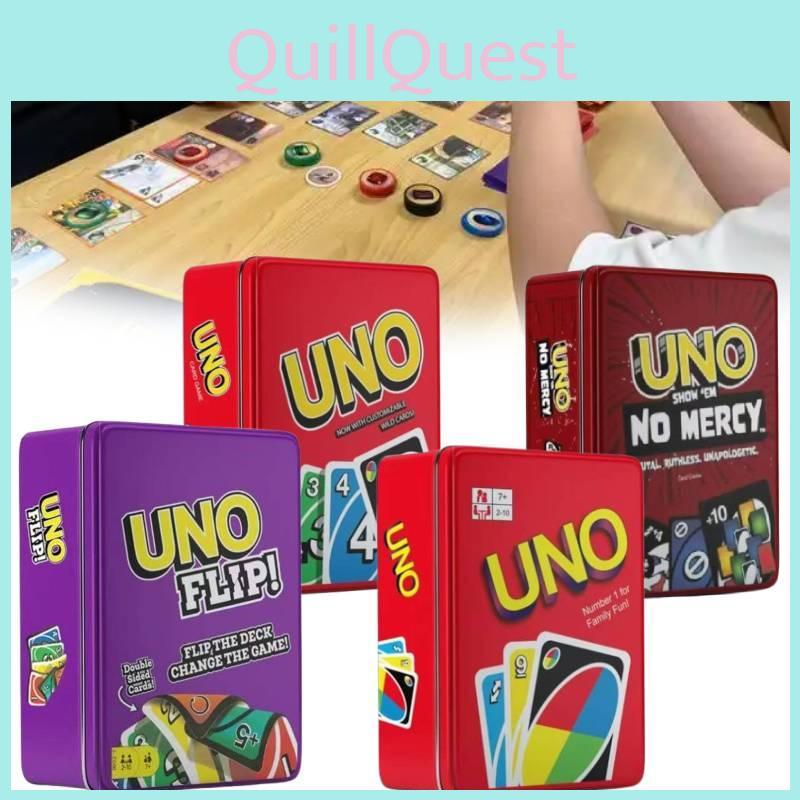 Flip Uno No Mercy Card Board Game Toy Family Party Prop Kids Gifts Box Iron