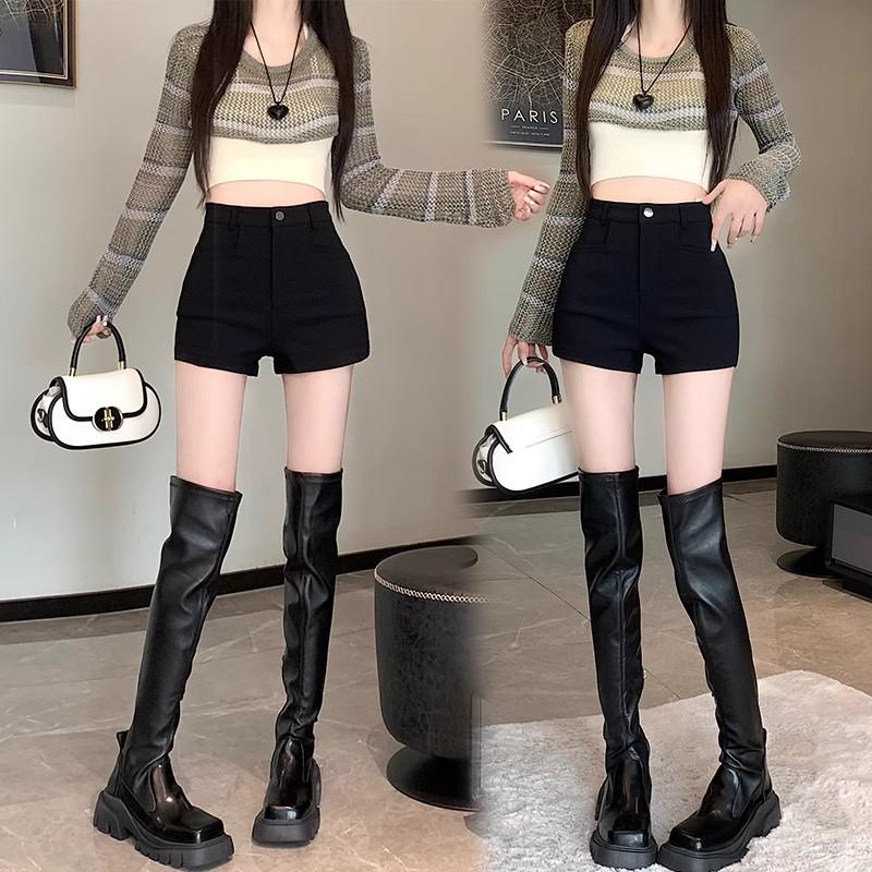 

Women s Black High-Waist Summer Slimming Fashion Shorts 2XL чёрный
