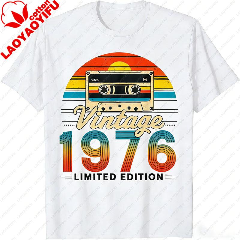 50 Years Old Gifts Vintage Born In 1976 Retro 50th Birthday TShirt Funny  Y2k Clothes Street Fashion Graphic T Shirts Cotton