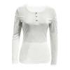 Women Hollow Out Lace Patchwork Pullover T Shirt Long Sleeve Slim Fit Soft Stretchy Round Neck Button Closure Solid Color Top Lady Spring Fall