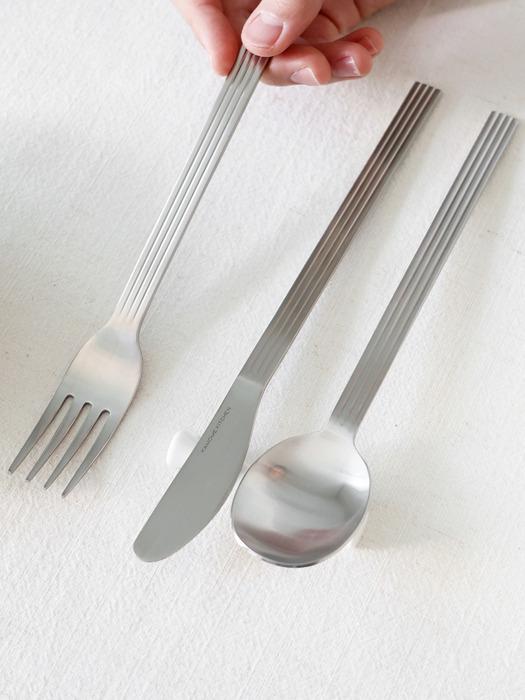 kamomekitchen pleated stainless steel cutlery set 3 pieces (spoon, fork, knife) Matte