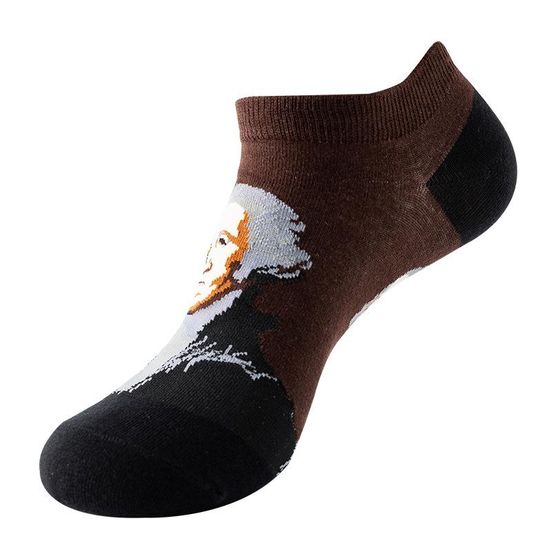 Spring Summer Socks Cute Funny Harajuku Cartoon Men Boat Oil Painting Food Casual Cotton Short Socks for Female Sox
