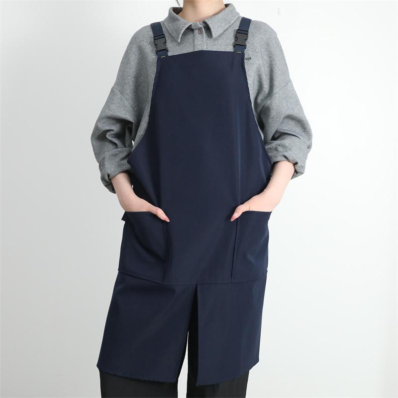 Kuchyňská Kavárna Pracovní Nepromokavá Zástěra s Kapsami a Rozparkem Vpředu pro Ženy a Muže Olejuvzdorná Zástěra pro Baristu Šéfkuchaře Číšníka