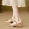 Beautiful rhinestone flower outer women's sandals 2025 summer new French set toe thick heel exquisite with skirt slippers