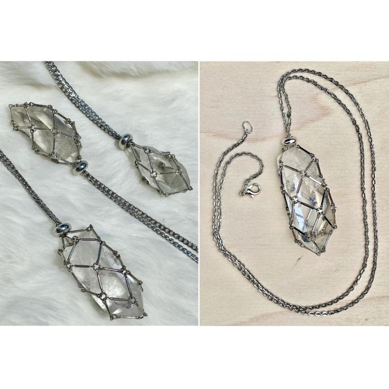 Unique Empty Necklace Holder Adjustable Chain Choker Metal Cage Shape Pendant Necklace for Independent Thinkers