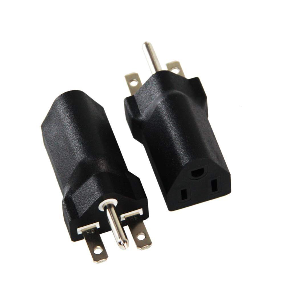 2pcs Black 3prong Electrical Converter Copper American Power Adapter  Electrician