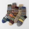 5/10 Pairs Autumn Winter Thickened Warm Socks Men's Retro Ethnic Style Small Diamond Wool Socks Mid Calf Socks Comfortable