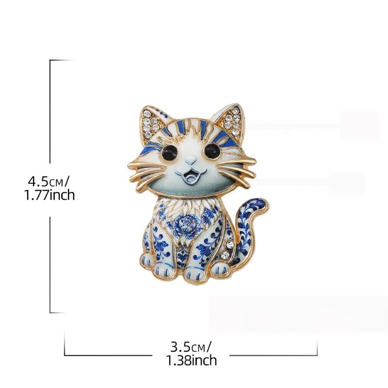 Lovely Animal Cat Brooch Cute Sitting Design Shiny Rhinestone Unisex Lapel Pin for Women Prom Party Clothing Accessory