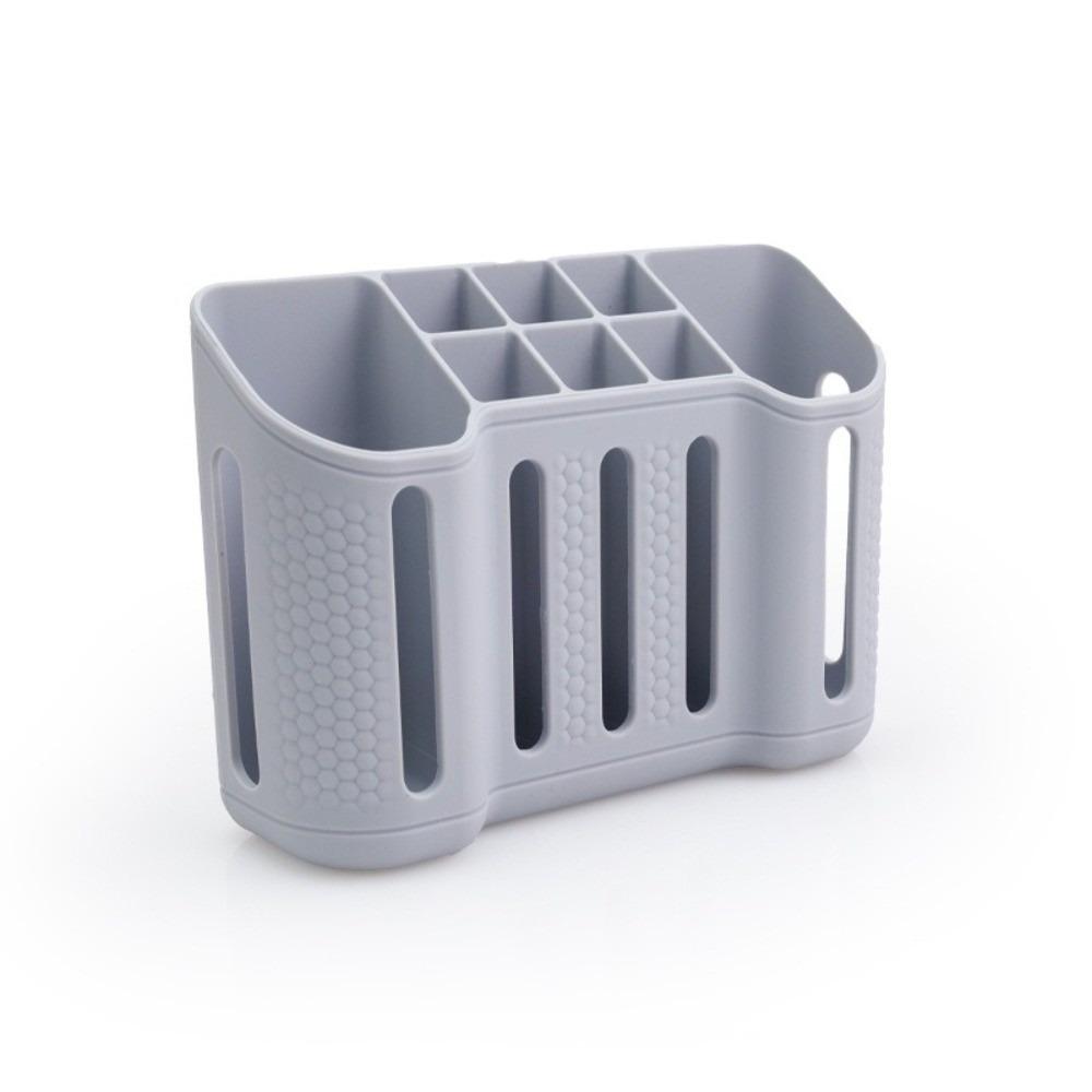 

Space Saving Storage Rack Partition Storage Toothpaste Holder Countertop Organizer серый