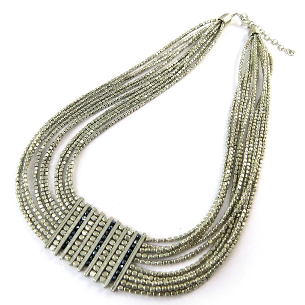 Les Trésors De Lily [N8257] - Silver Black 'Cléopatra' Designer Necklace