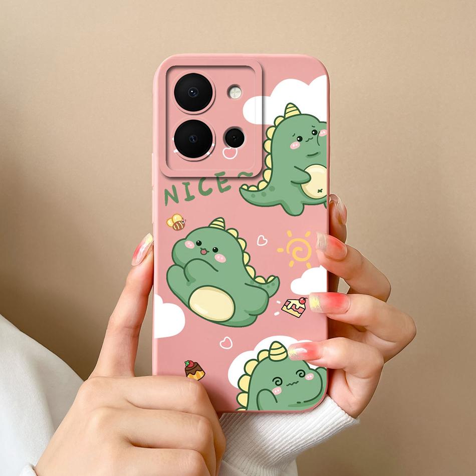 For Vivo Y36 4G 5G Case Dinosaur Soft Smooth Liquid Silicone Full Protection Anti Choc Phone Shell For Vivo Y 36 VivoY36 Cover