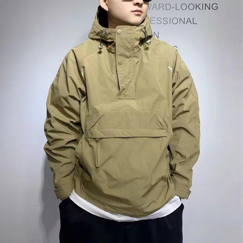 Chaqueta de Bolsillo para Hombre de Primavera y Otoño Sudadera con Capucha Jersey Media Cremallera Chaqueta Rushing