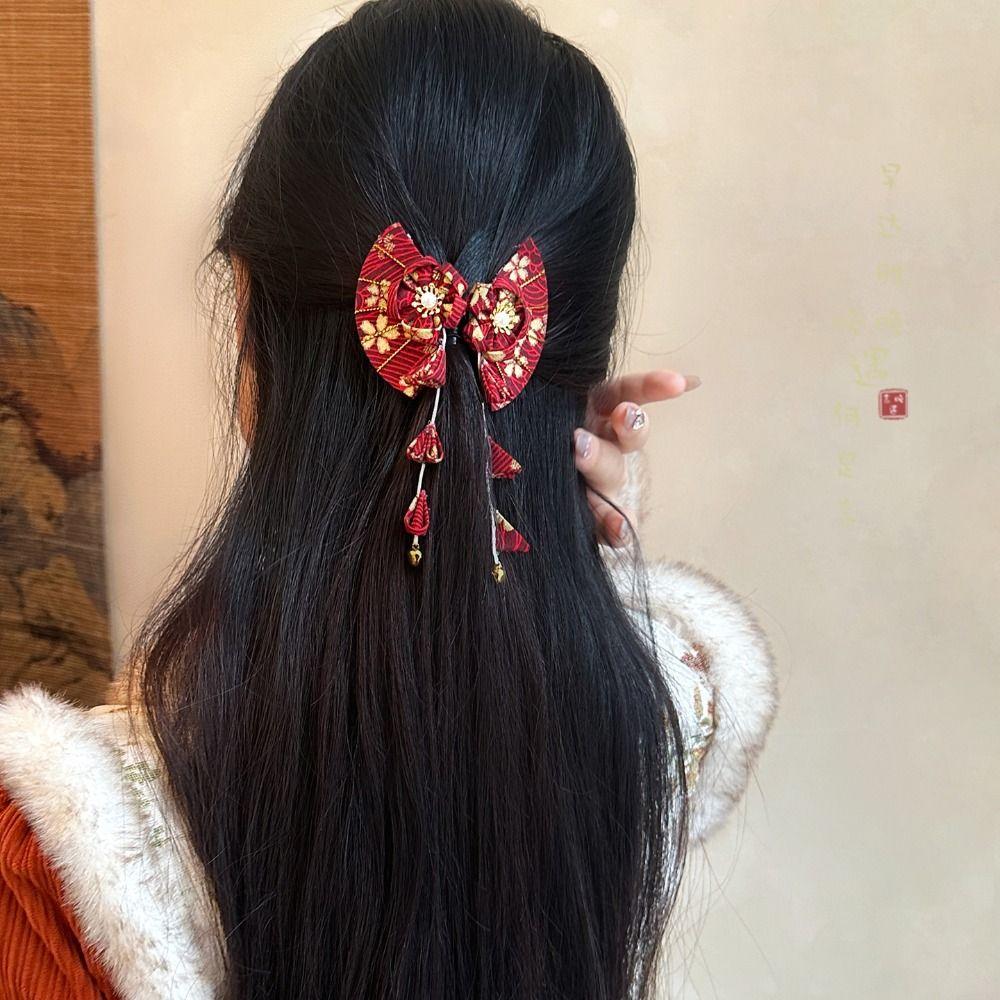 Bell Kimono Sakura Hairpin Sakura Hanfu Fan Hair Clip Cute Tassel Fan Hair Clip  Photo Pros