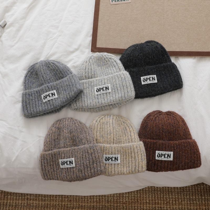 Simple Letter Versatile Knitted Wool Hat for Women Autumn and Winter New Fashion Knitted Hat Cold Hat